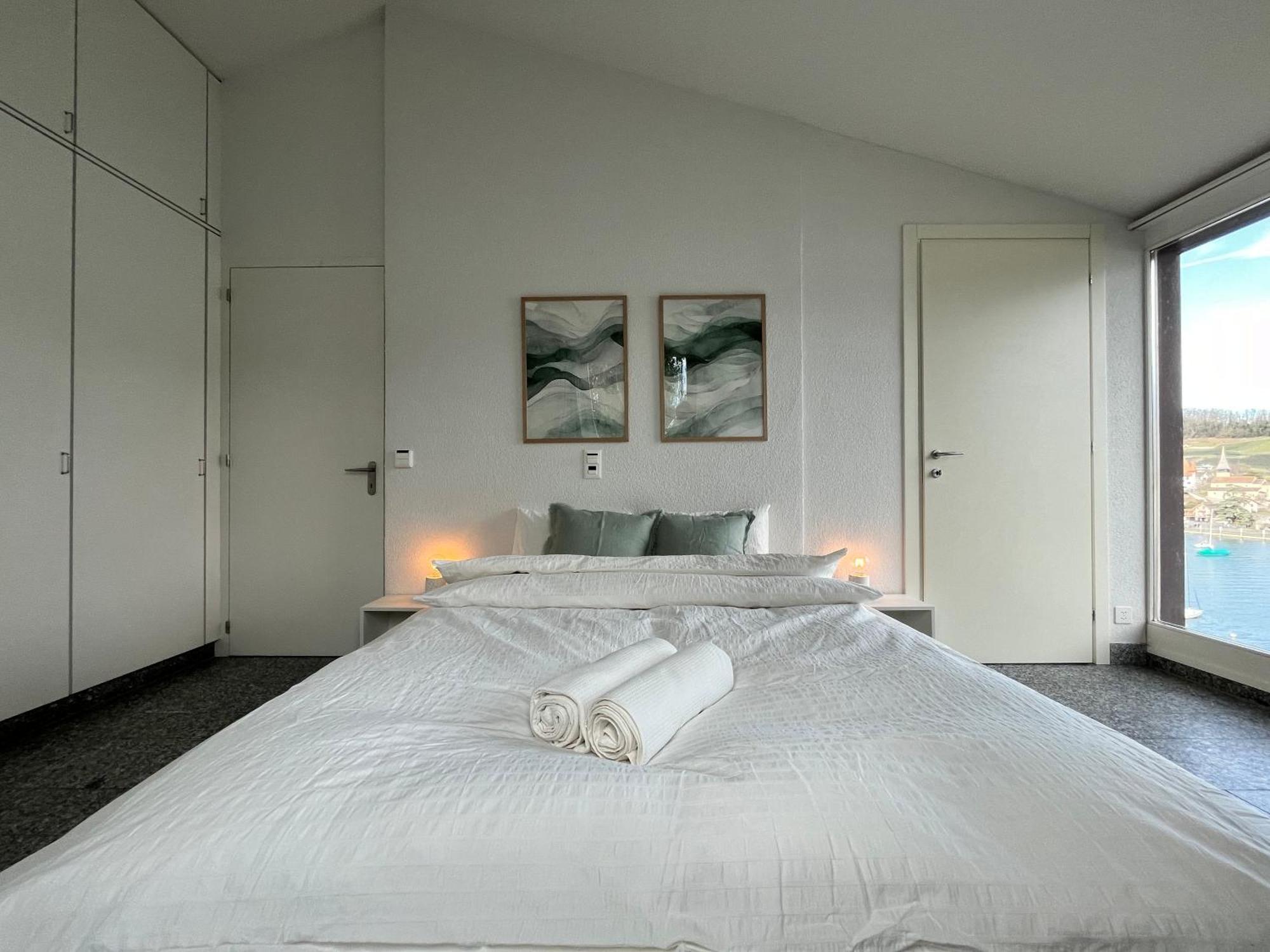 Wohnung Mit Grossartiger Seesicht Und Balkon Spiez Exterior foto