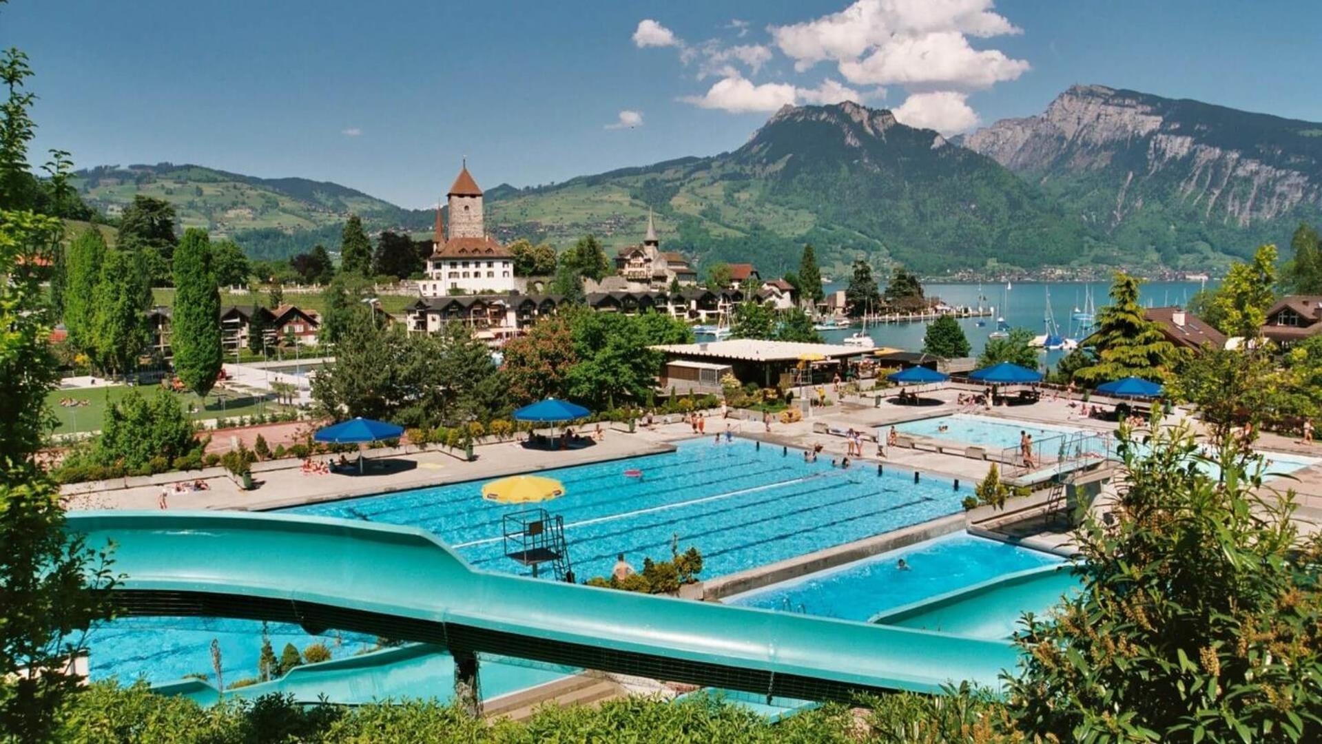 Wohnung Mit Grossartiger Seesicht Und Balkon Spiez Exterior foto